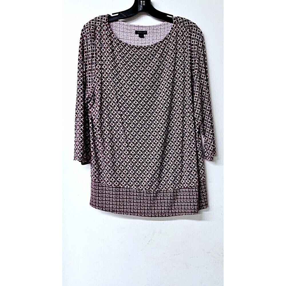 J JILL Wearever Collection Long Sleeve Pullover Geometric Women Tunic Shirt (L)